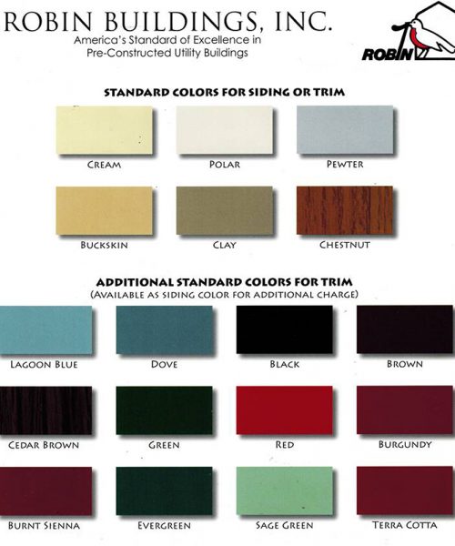 Color Chart for Robin Buildings